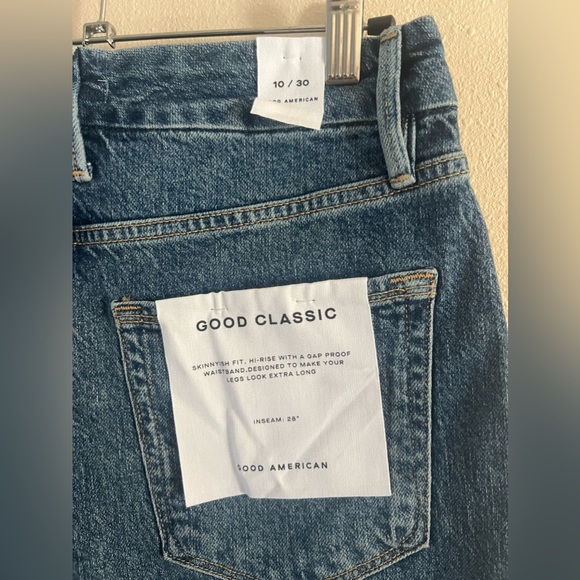 Good American Good Classic Raw Hem High Rise Jeans Blue Size 10 NWT - Picture 5 of 7
